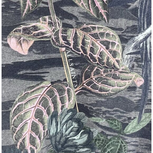 Allsaints Fay Paradeep Bird  Foliage Print Tie Back V Neck XS Mini Dress Button - Picture 8 of 13